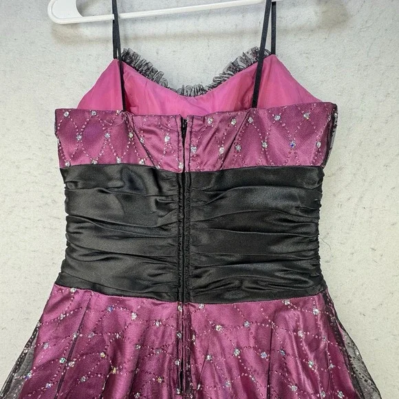 Vintage Y2K Morgan & Co Babydoll Dress Size 7/8 All Over Rhinestone Whimsical - Picture 10 of 13